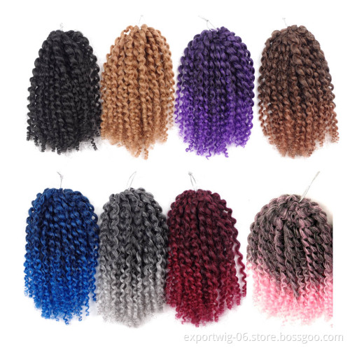 8" Mali Bob Afro Twist Kinky Curly Crochet Braids Ombre Braiding Synthetic Bulk Hair Extensions  Malibob Twist Braids Hair